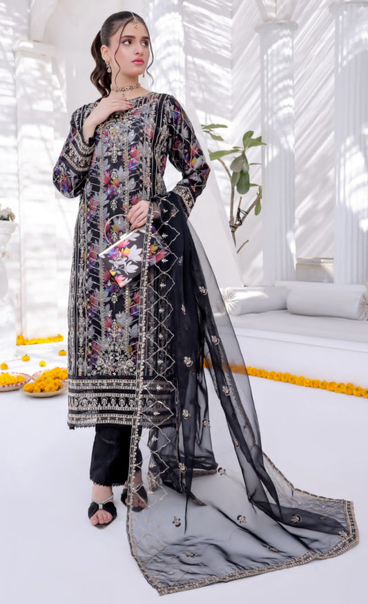 Embroidered Luxury Chiffon 3 PCS Stitched D06